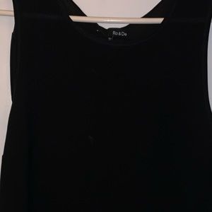 Ro + De Black Asymmetrical Sleeveless Dress Shirt